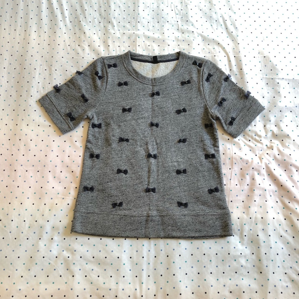 J.Crew Sweatshirt Tee with Bow Embellishments